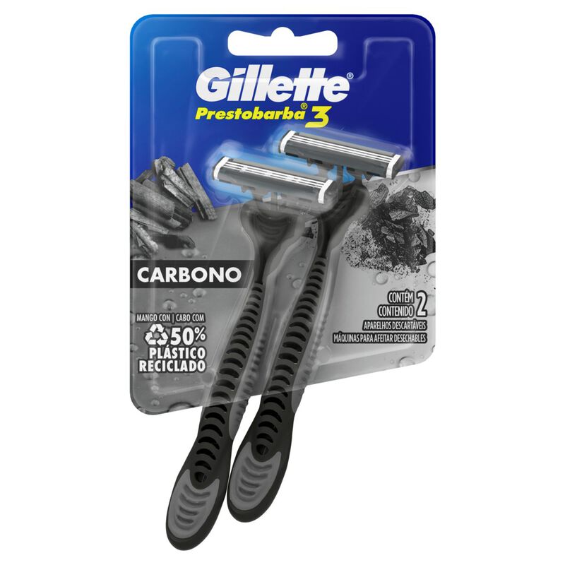 APARELHO PRESTOBARBA 3 PRESTOBARBA CARBONO GILLETTE COM 2 UNIDADES                                   image number null