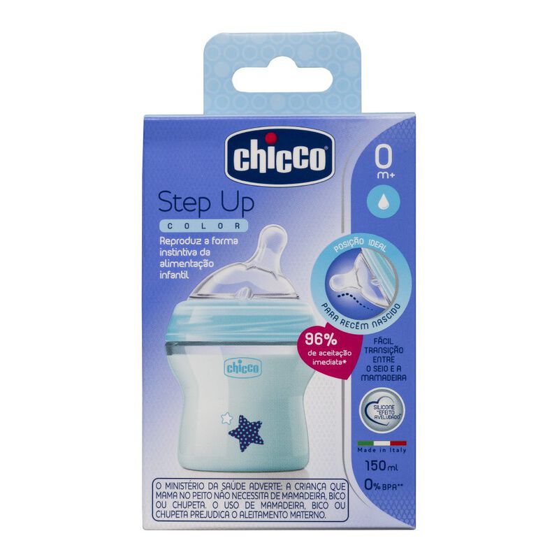 MAMADEIRA STEP UP AZUL FLUXO NORMAL CHICCO 150ML                                                     image number null