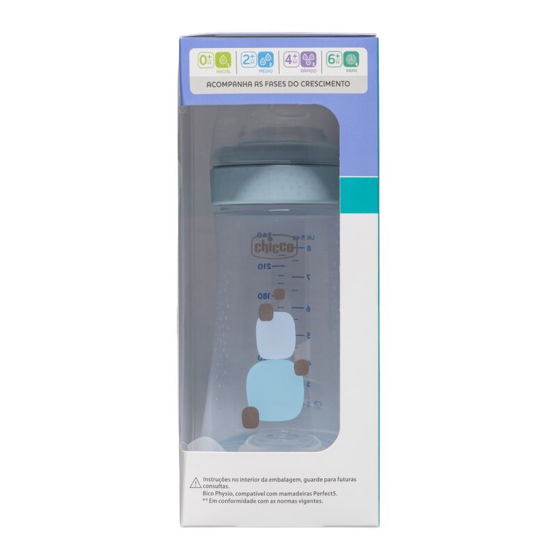 MAMADEIRA PERFECT 5 AZUL FLUXO MEDIO CHICCO 240ML                                                    image number null