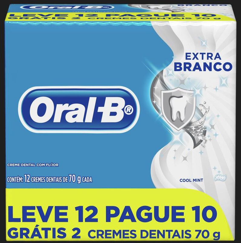 CREME DENTAL ORAL-B EXTRA BRANCO 70G LEVE 12 PAGUE 10                                                image number null