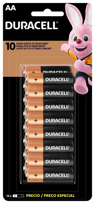 PILHA DURACELL PEQUENA AA COM 16 UNIDADES                                                            image number null