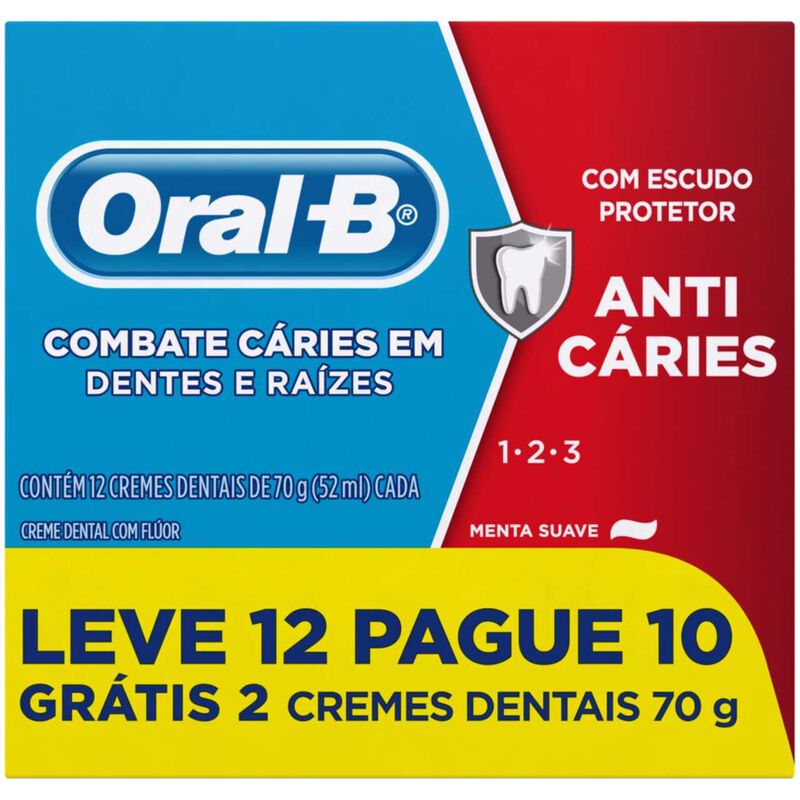 CREME ORAL-B 123 ANTICÁRIE 70G LEVE 12 PAGUE 9                                                       image number null