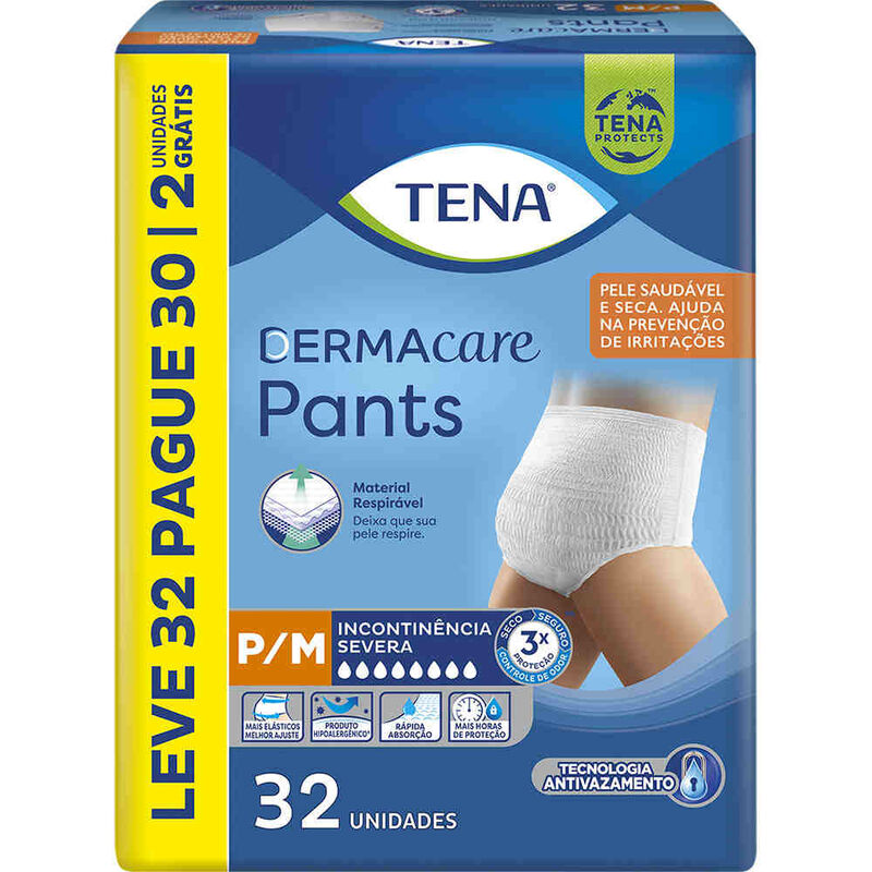 ROUPA INTIMA TENA PANTS DERMACARE PM LEVE 32 PAGUE 30 UN                                             image number null