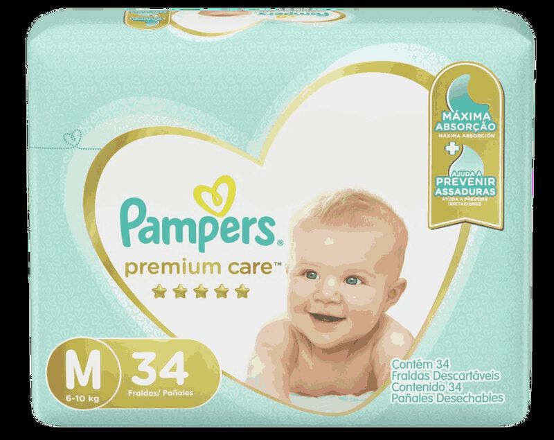 FRALDA PAMPERS PREMIUM CARE M MEGA 34 UNIDADES                                                       image number null