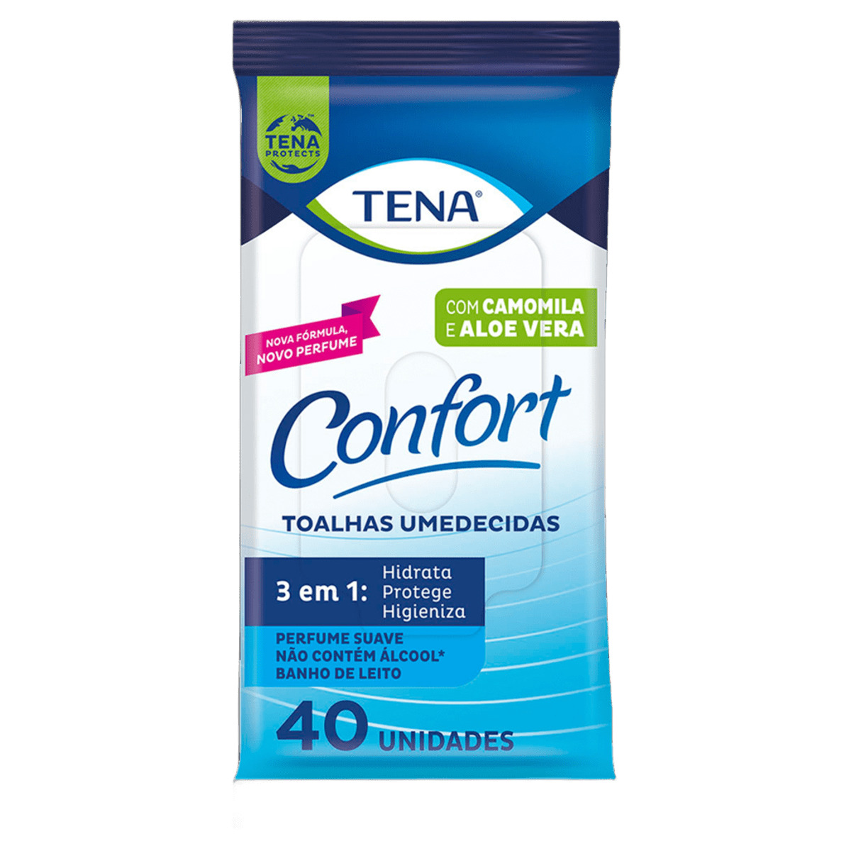 TOALHAS UMEDECIDAS TENA CONFORT 19,5X14CM COM 40 UNIDADES                                           