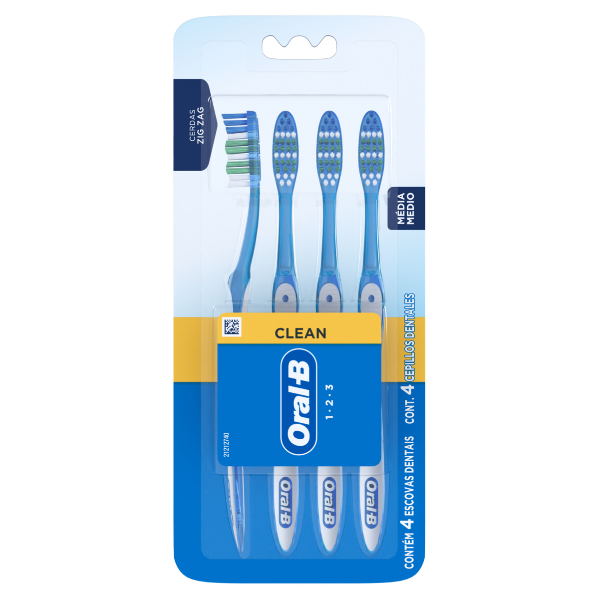 ESCOVA ORAL-B 1.2.3 CLEAN MEDIA C/4UN                                                               