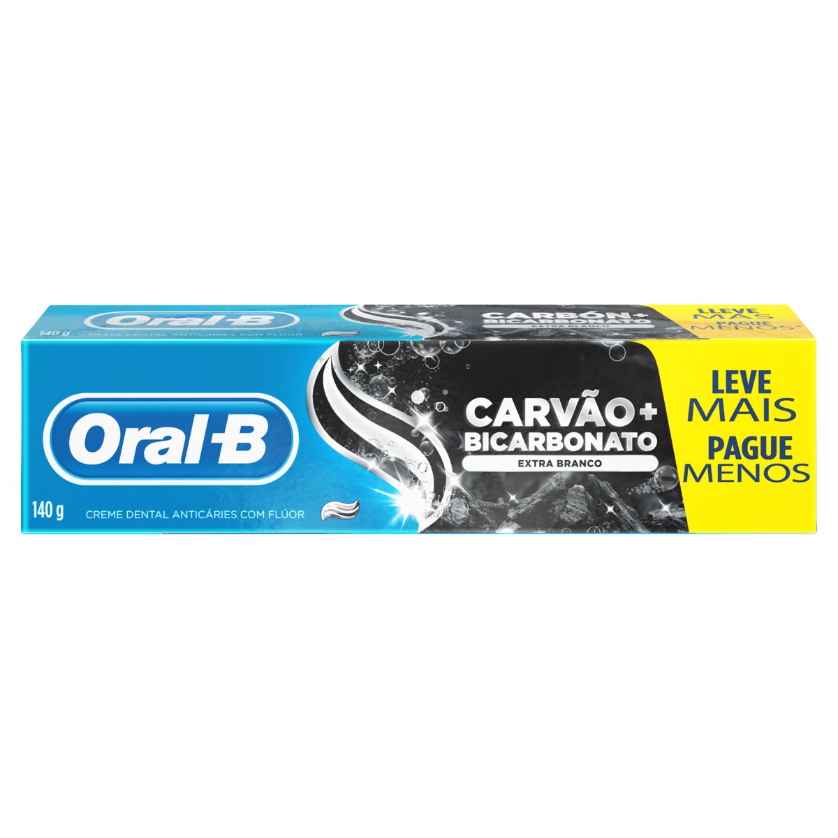 CREME DENTAL BICARBONATO DE SÓDIO E CARVÃO ORAL-B EXTRA BRANCO CAIXA 140G LEVE MAIS PAGUE MENOS     