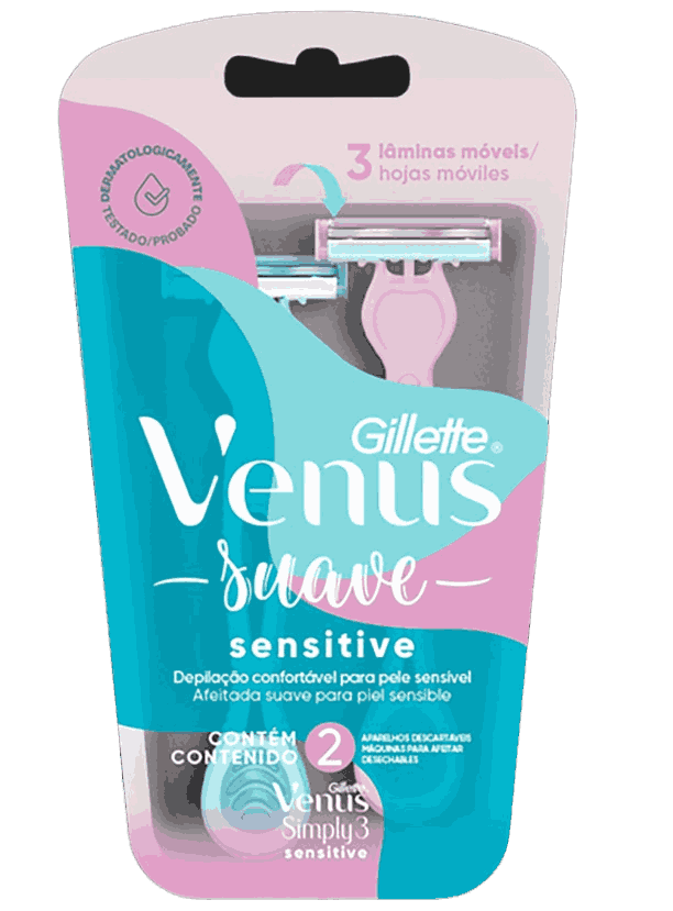 APARELHO DE DEPILAR GILLETTE VENUS SIMPLY 3 COM 2 UNIDADES                                           image number null