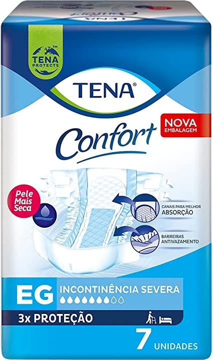 FRALDA TENA CONFORT BIOFRAL EG COM 7 UNIDADES                                                       