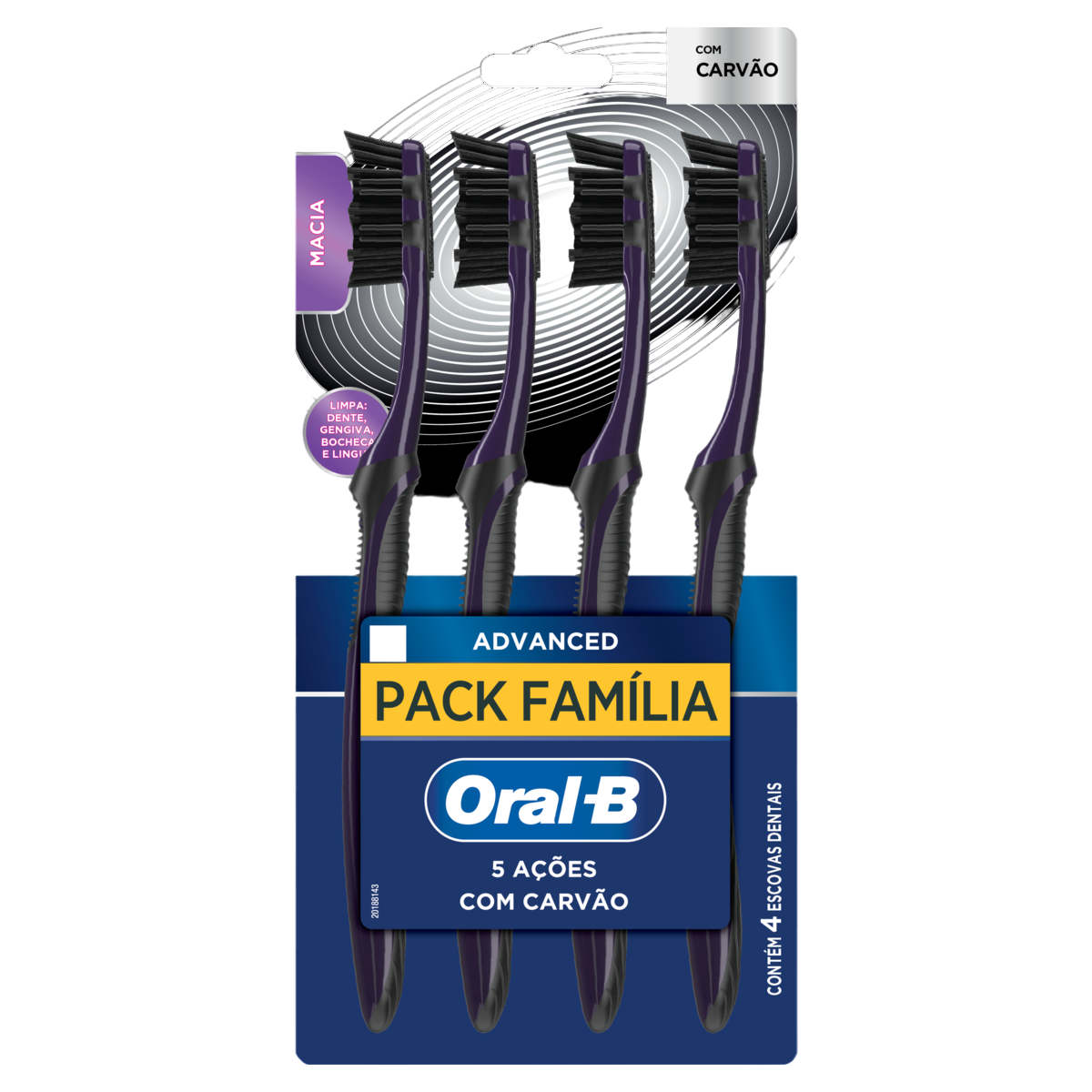 ESCOVA DENTAL MACIA ADVANCED ORAL-B 3D WHITE 4 UNIDADES                                             