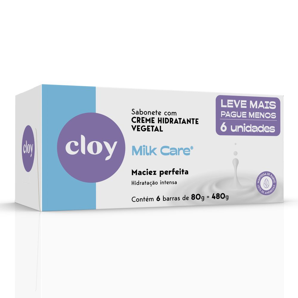 SABONETE CLOY MILK CARE 80GR C/6UN LMPM                                                             