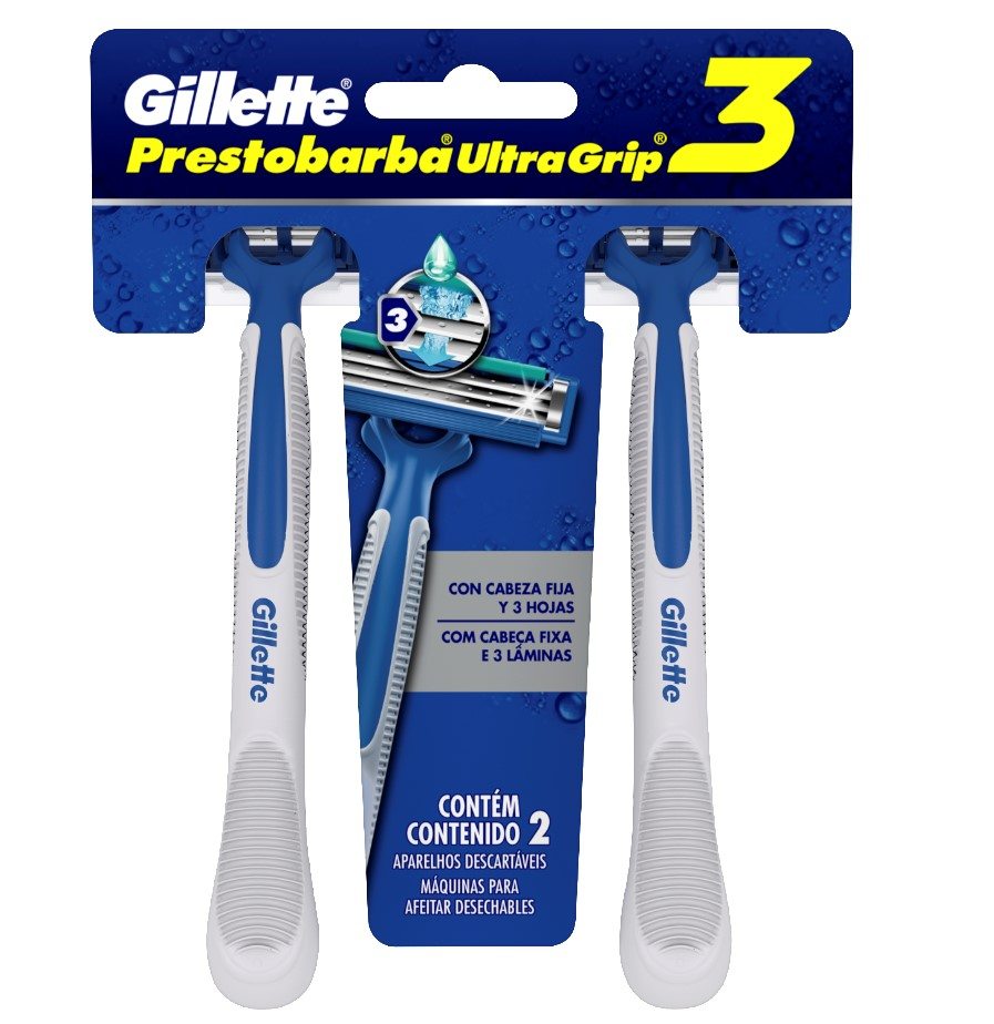 APARELHO PRESTOBARBA ULTRAGRIP 3 PB GILLETTE COM 2 UNIDADES                                         