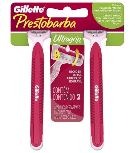 APARELHO PRESTOBARBA GILLETTE FEMININO 2 ULTRAGRIP COM 2 UNIDADES                                    image number null