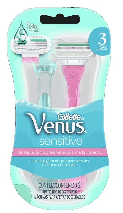 APARELHO DEPILATÓRIO VENUS 3 SENSITIVE GILLETTE 2 UNIDADES                                           image number null