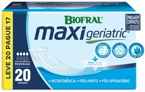 ABSORVENTE BIOFRAL MAXI GERIATRICO ADULTO LEVE 20 PAGUE 17                                          