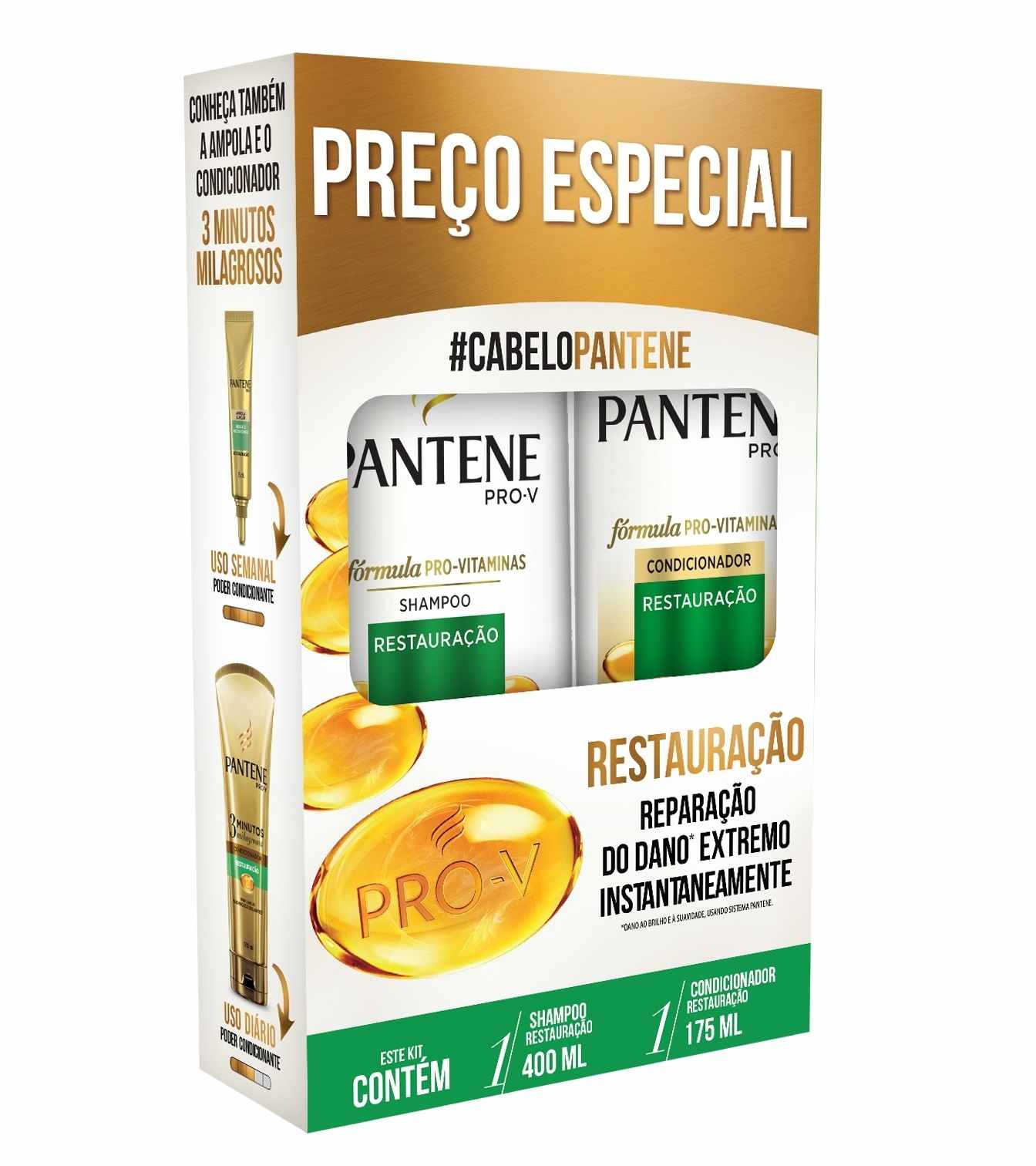 KIT PANTENE RESTAURAÇÃO SHAMPOO 400ML + CONDICIONADOR 175ML                                         