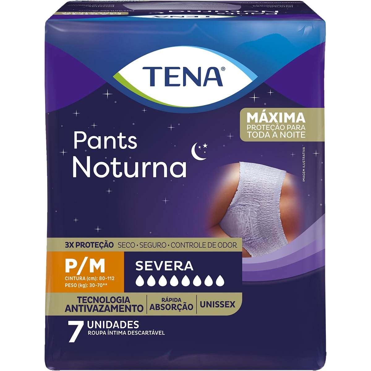 ROUPA ÍNTIMA TENA PANTS NOTURNA P/M COM 7 UNIDADES                                                   image number null