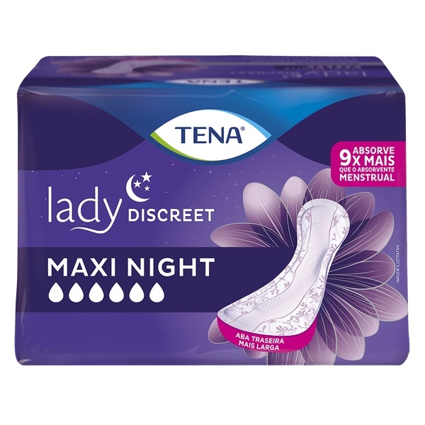 ABSORVENTE TENA LADY DISCREET MAXI NIGHT COM 14 UNIDADES                                            