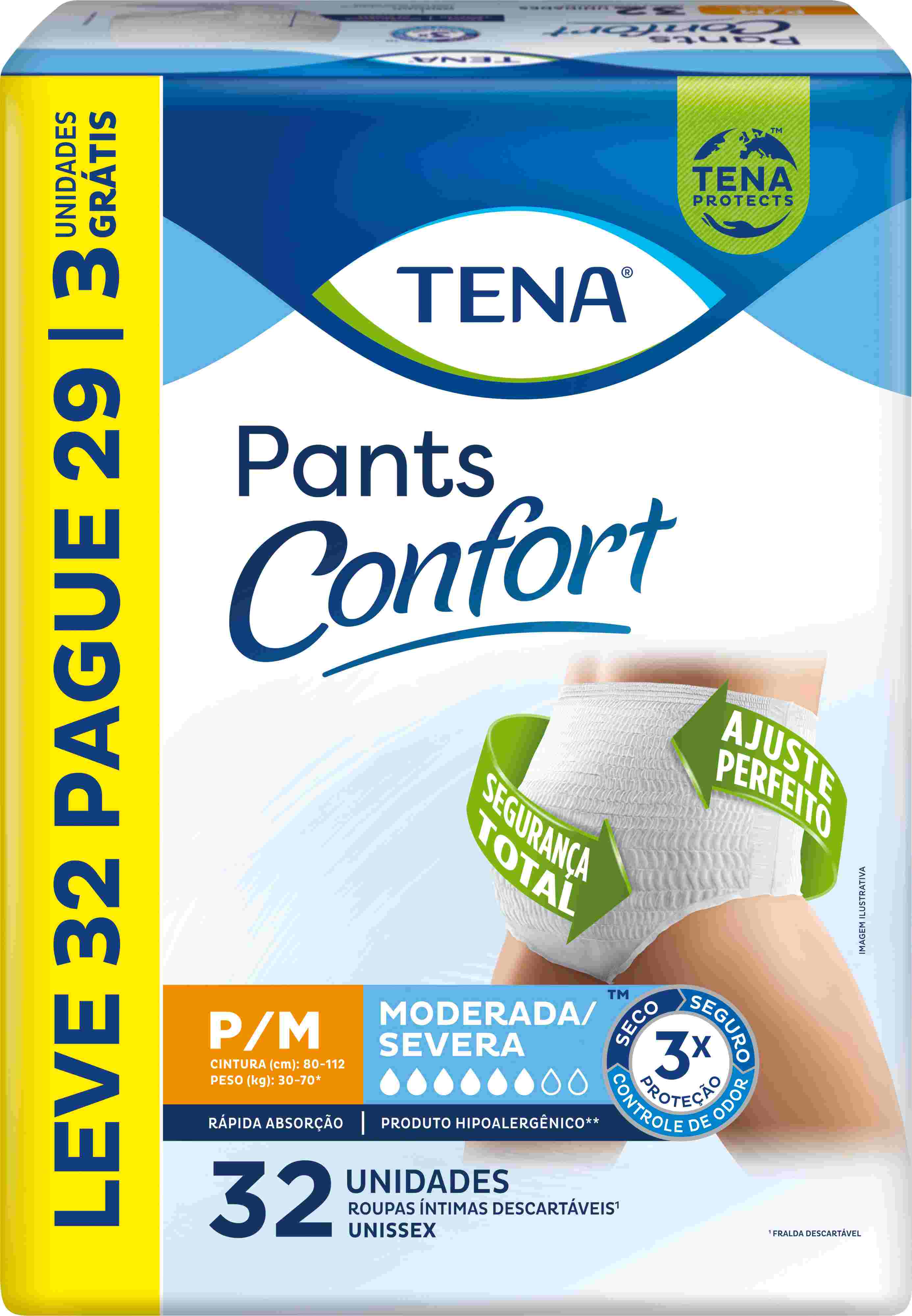 ROUPA INTIMA TENA PANTS CONFORT P/M LEVE 32 PAGUE 29                                                