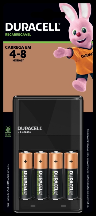 CARREGADOR DE PILHAS DURACELL + 4 PILHAS AA                                                          image number null