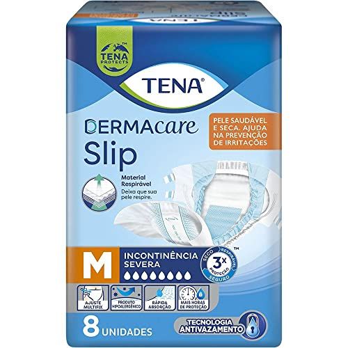 FRALDA TENA SLIP DERMACARE M COM 8 UNIDADES                                                         