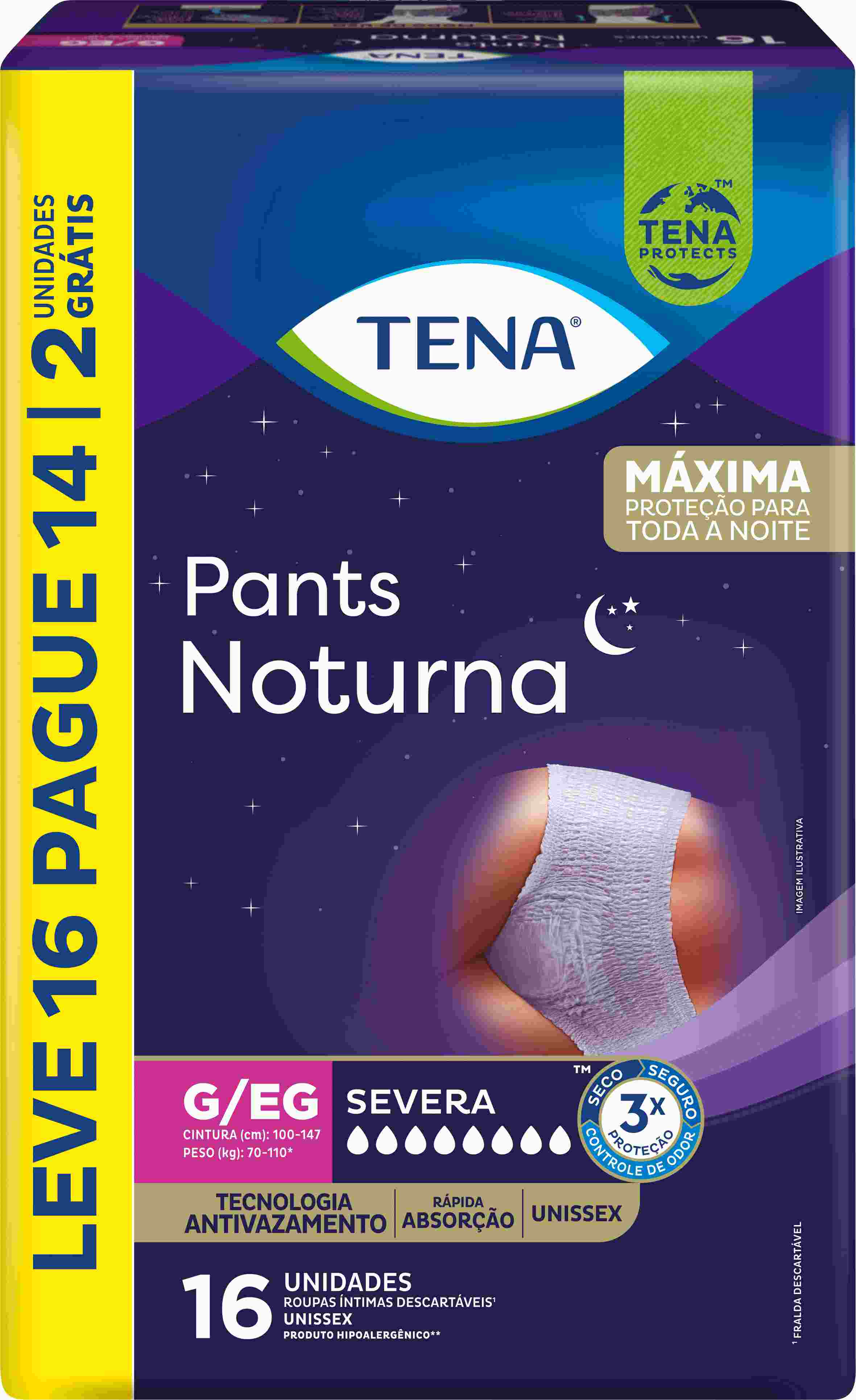 ROUPA INTIMA TENA PANTS NOTURNA G/EG LV16PG14                                                       