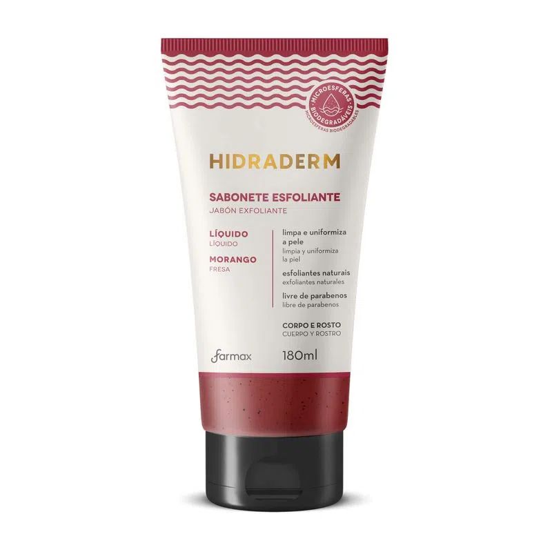 SABONETE LIQUIDO ESFOLIANTE HIDRADERM MORANGO 180ML                                                 