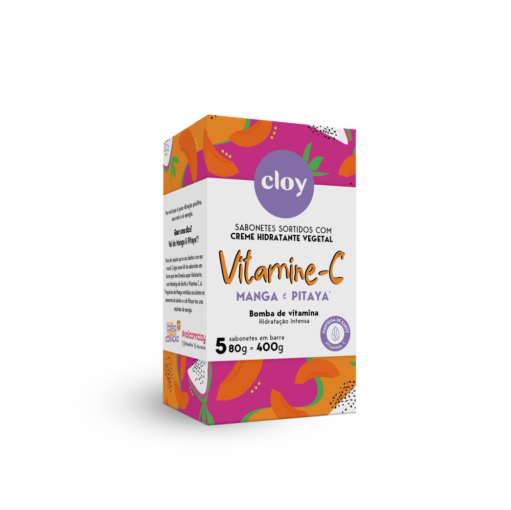 SABONETE CLOY VITAMINE C MANGA E PITAYA 80GR C/5UN                                                  