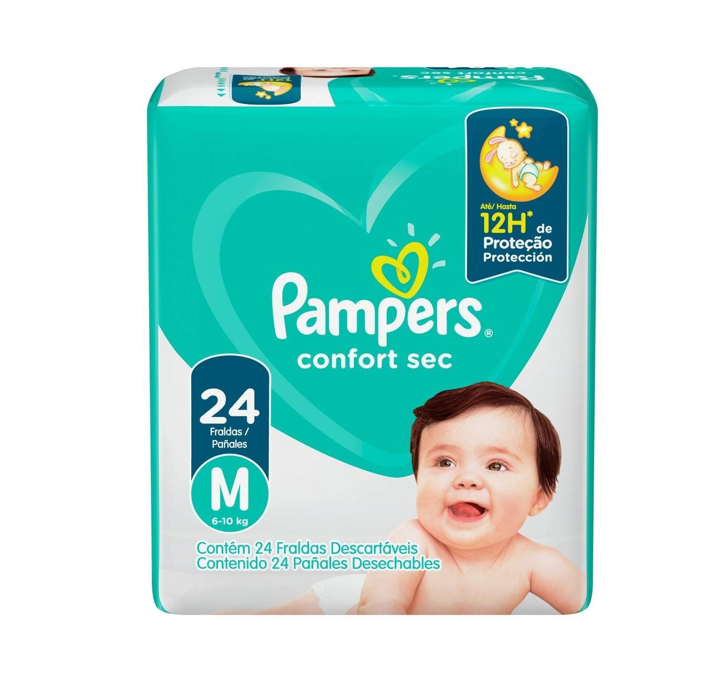 FRALDA PAMPERS CONFORT SEC M PACOTÃO COM 24 UNIDADES                                                