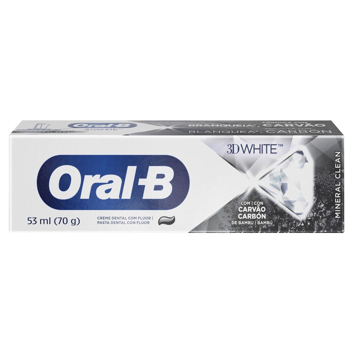 CREME DENTAL MINERAL CLEAN CARVÃO DE BAMBU ORAL-B 3D WHITE CAIXA 70G                                