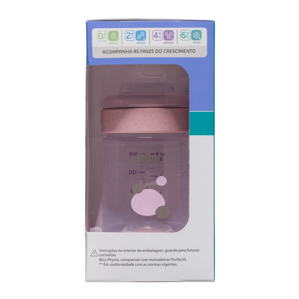 MAMADEIRA PERFECT 5 ROSA FLUXO INICIAL CHICCO 150ML                                                  image number null