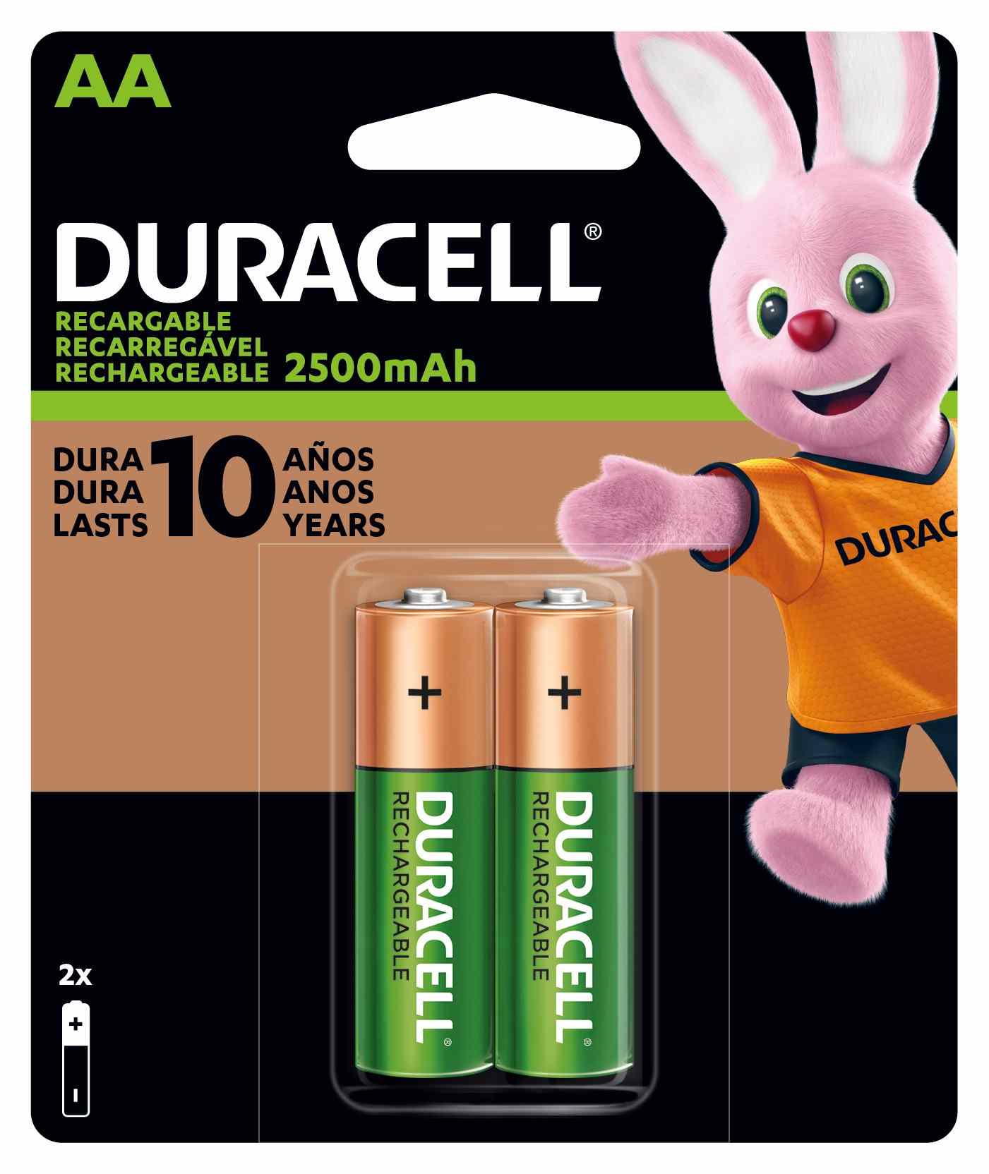 PILHA DURACELL RECARREGÁVEL PEQUENA AA COM 2 UNIDADES                                               