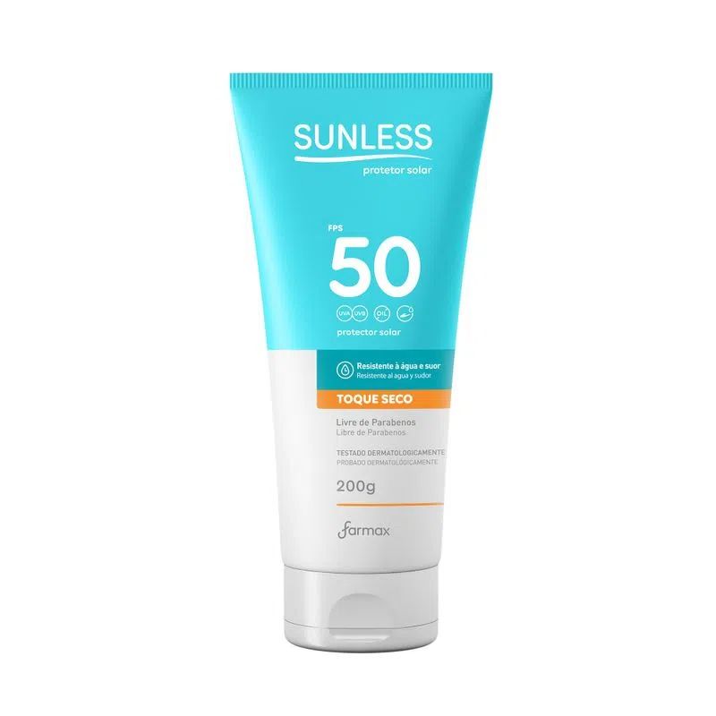 Protetor Solar Toque Seco FPS 50 FP UVA 16,8 Sunless Bisnaga 200g                                   