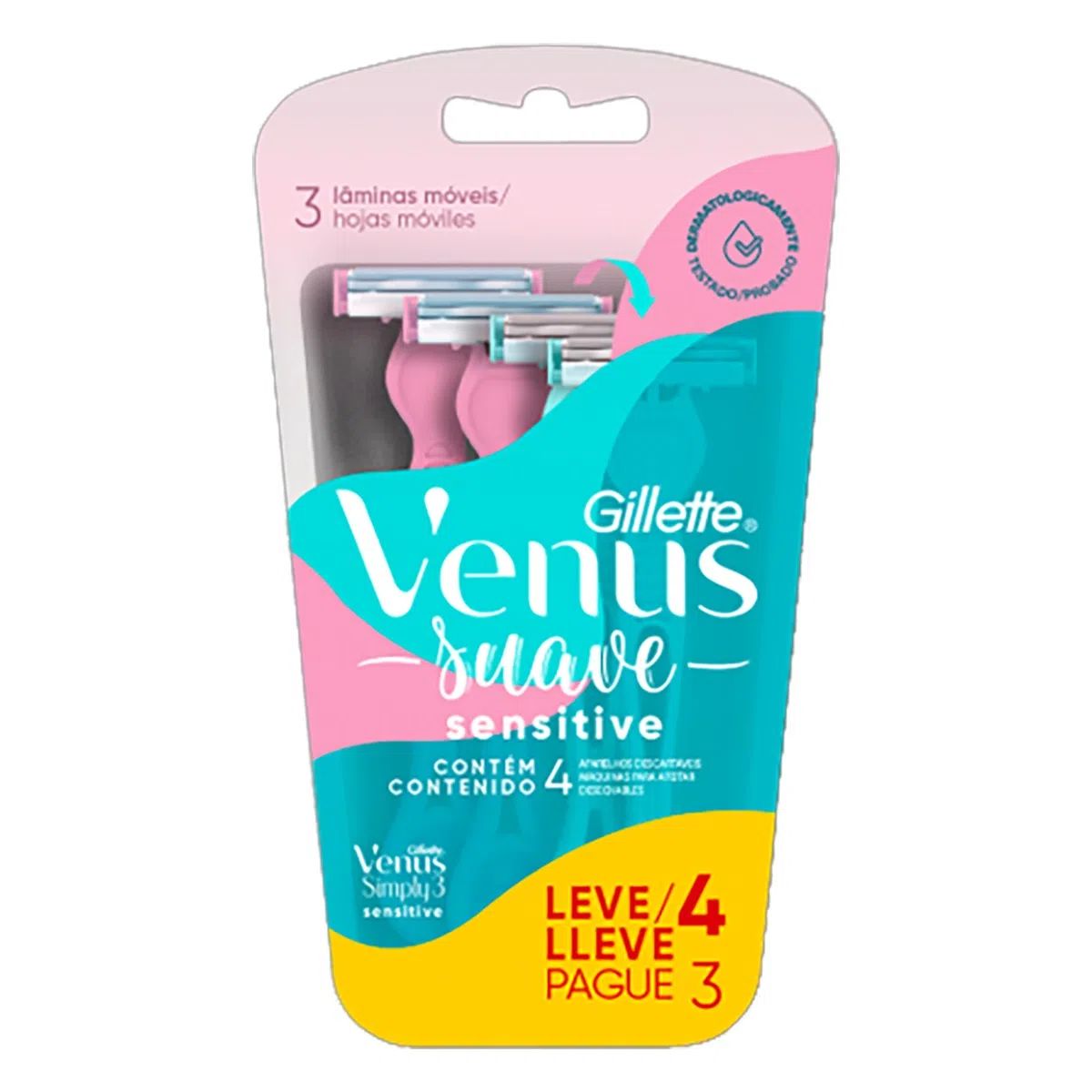 APARELHO DE DEPILAR GILLETTE VENUS SIMPLY 3 COM 2 UNIDADES                                          