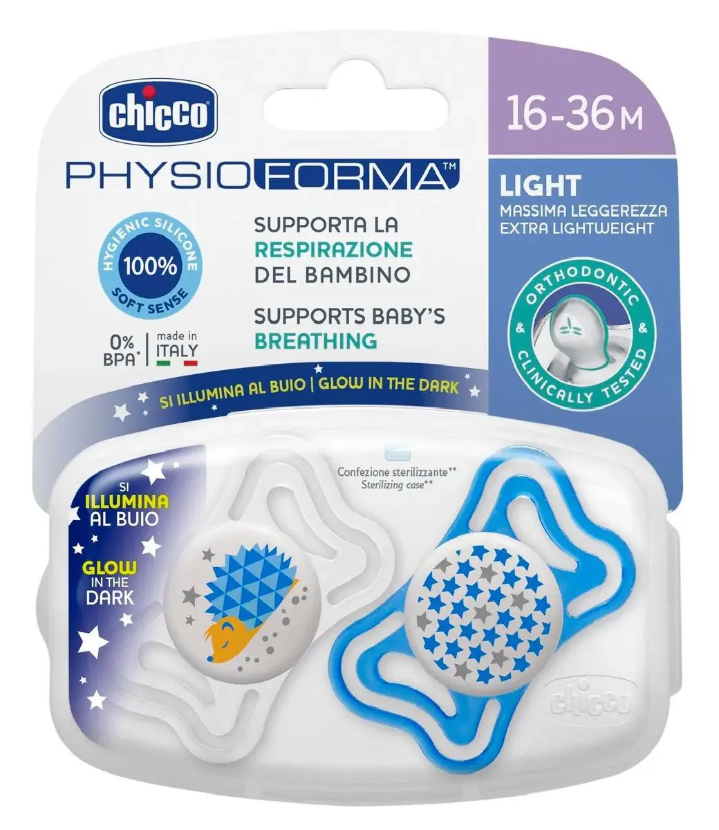 CHUPETA PHYSIO FORMA LIGHT AZUL 16-36M CHICCO C/02UN                                                