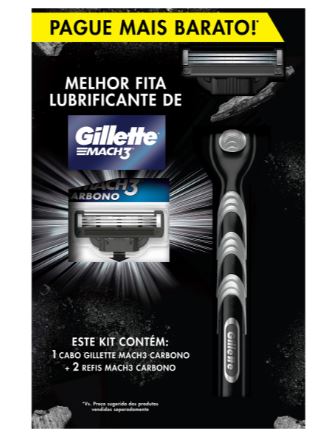 KIT APARELHO MACH3 1UP+2 CARGA MACH3 CARBONO GILLETTE                                               