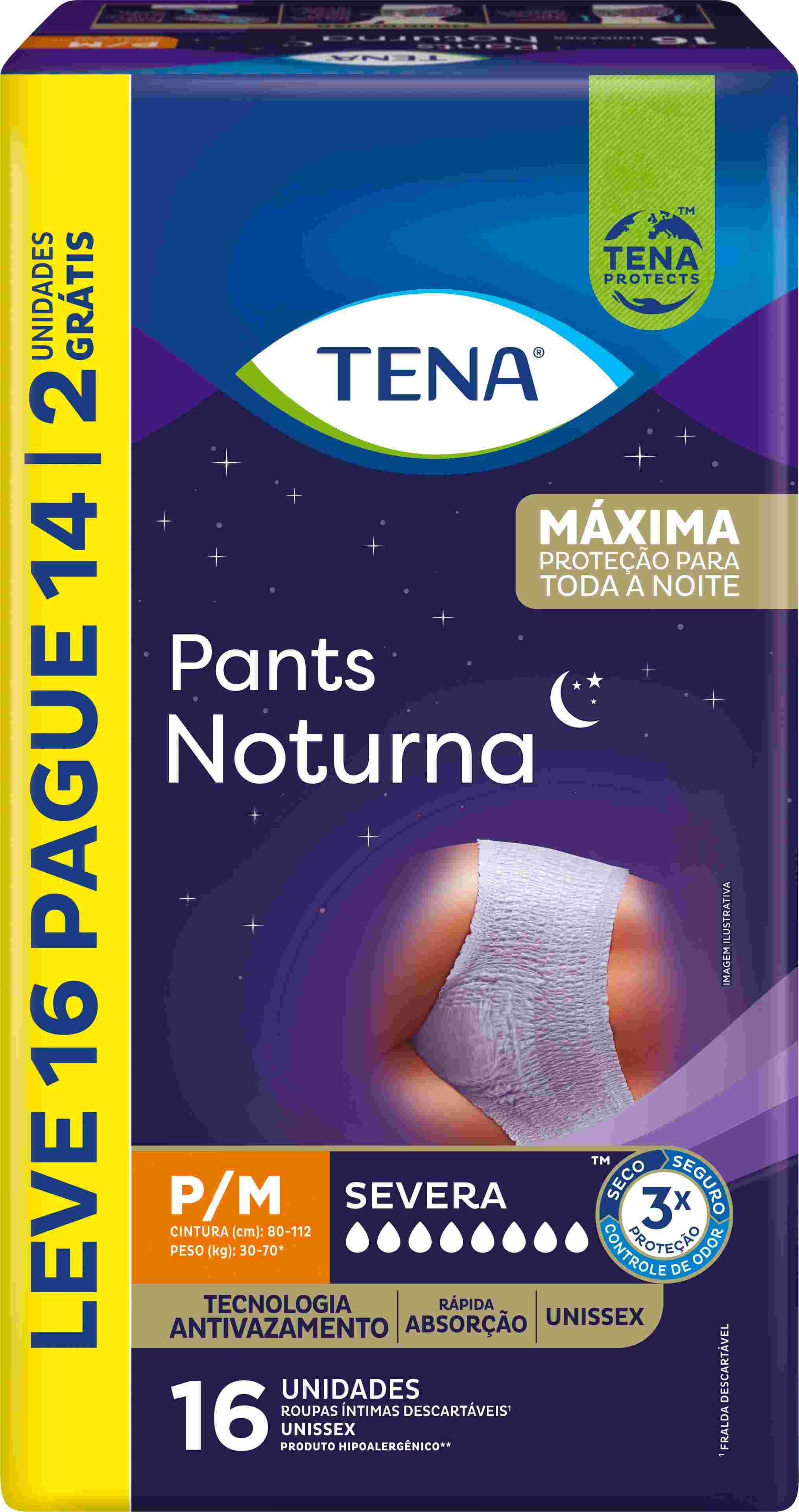 ROUPA INTIMA TENA PANTS NOTURNA P/M LV16PG14                                                        