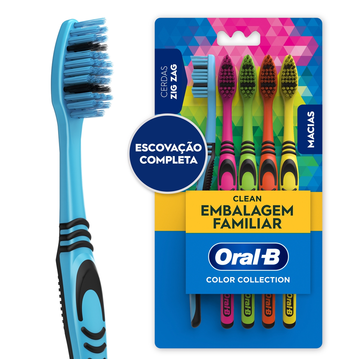 ESCOVA DENTAL SUAVE ORAL-B COLOR COLLECTION PACK FAMILIA 5 UNIDADES                                 