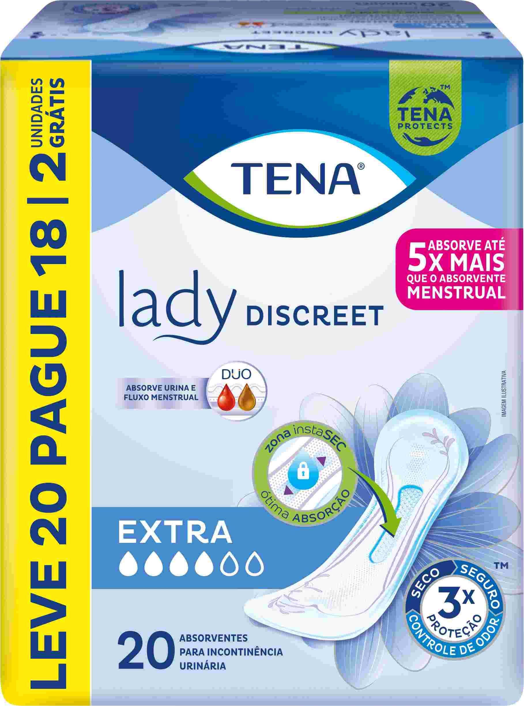 ABSORVENTE TENA LADY DISCREET EXTRA LV20PG18                                                        