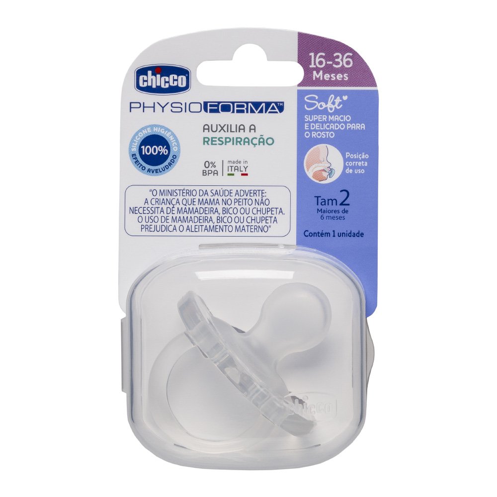 CHUPETA PHYSIO FORMA SOFT TRANSP.16-36M CHICCO C/01UN                                                image number null