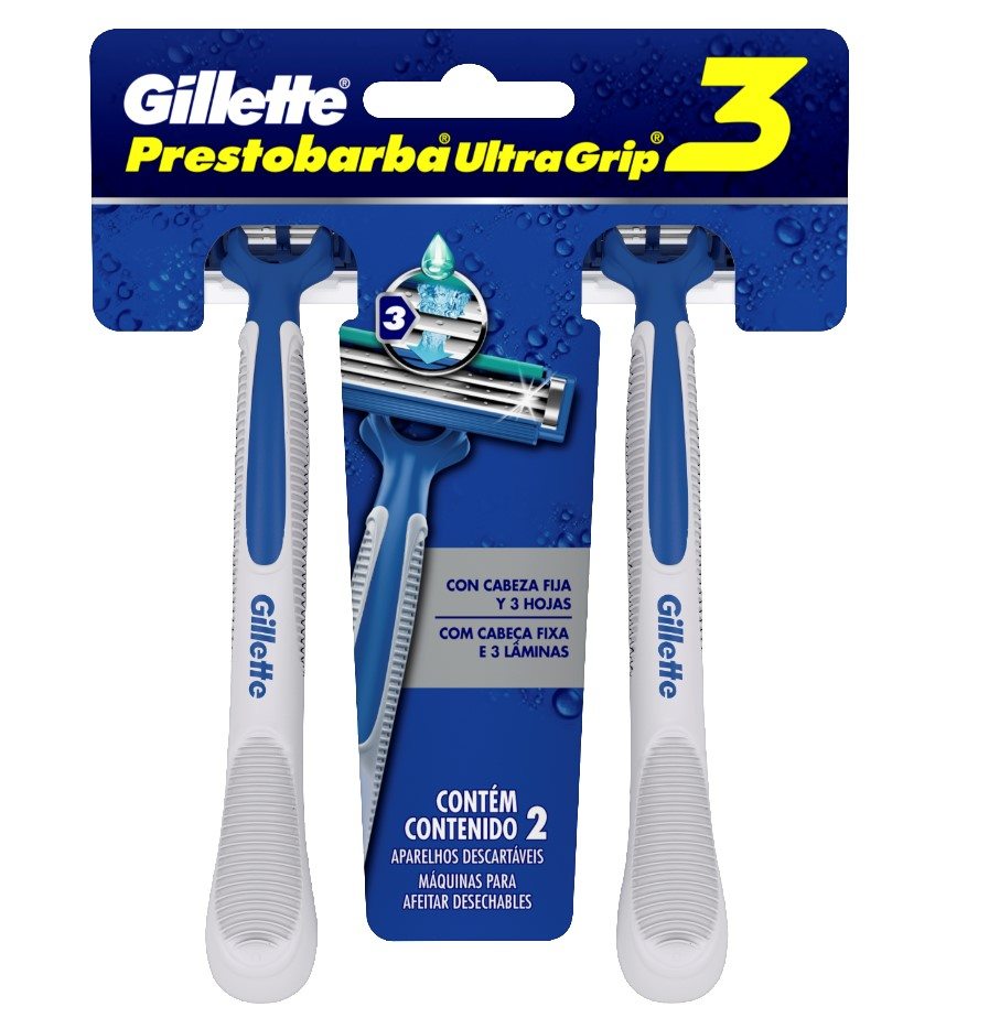 APARELHO PRESTOBARBA ULTRAGRIP 3 PB GILLETTE COM 2 UNIDADES                                          image number null