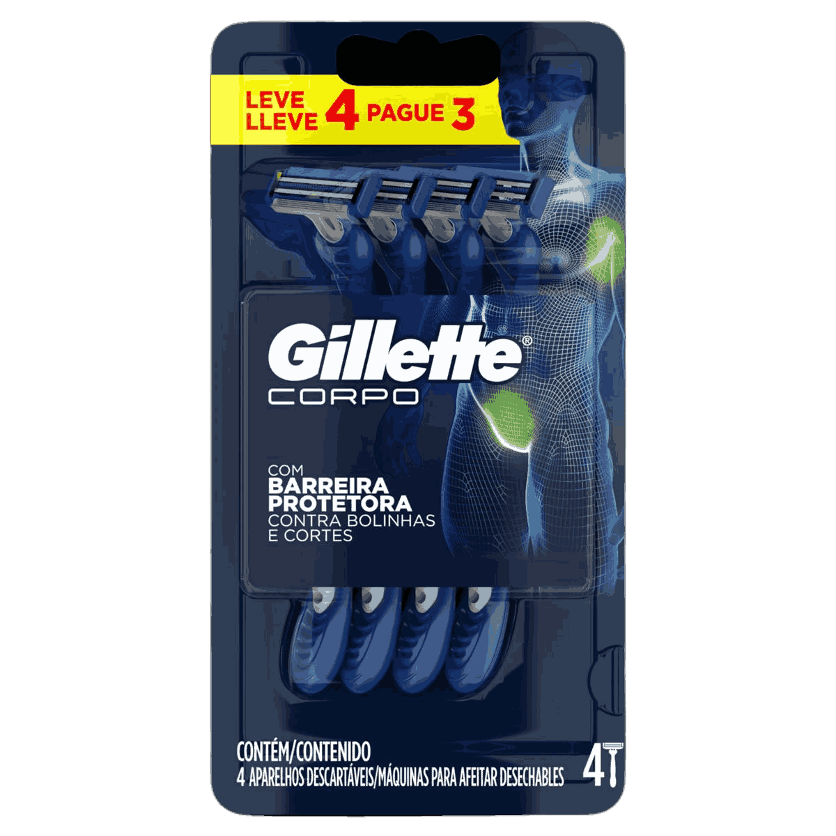 AP.DESCARTAVEL GILLETTE CORPO LV4PG3                                                                