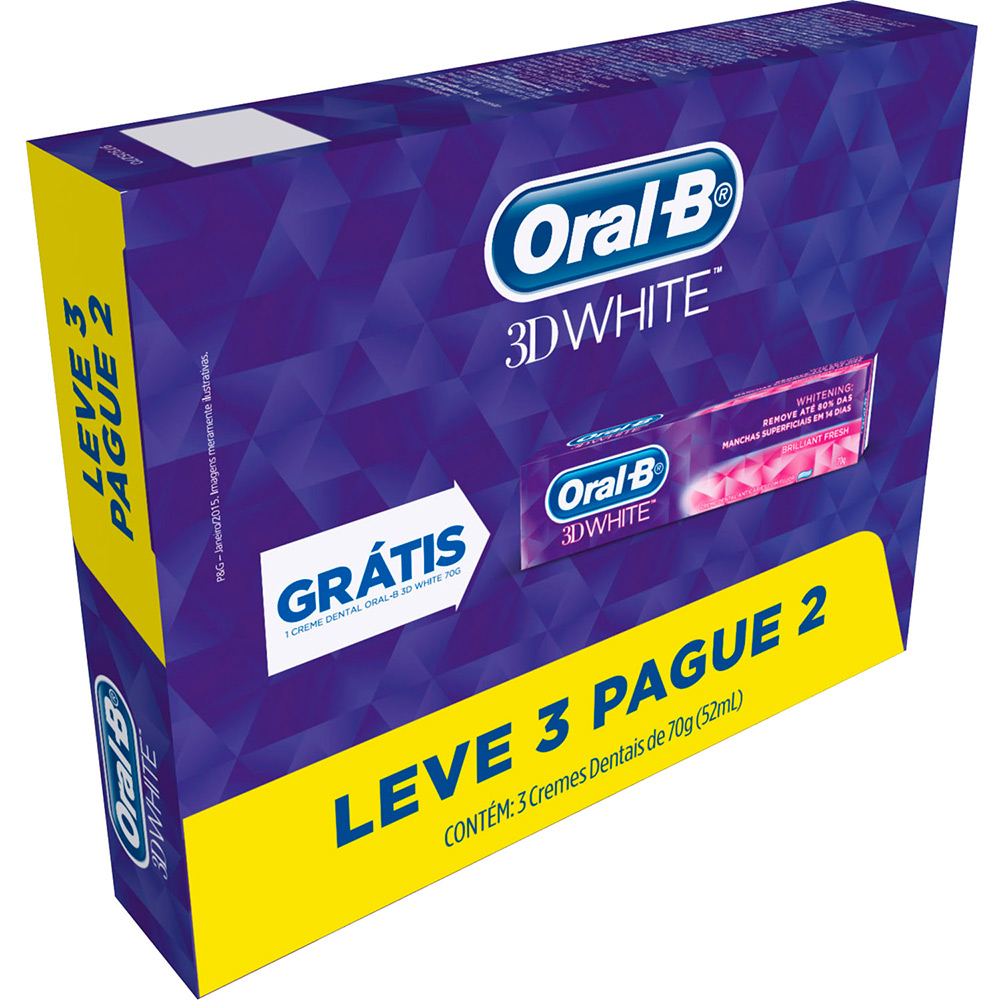 CR.ORAL-B 3D WHITE BRILHANTE FRESH 70GR C/3UN LMPM                                                  