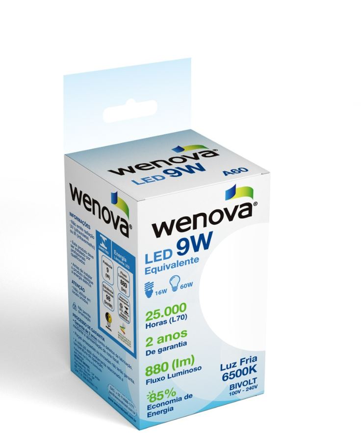 LAMPADA BULBO LED WENOVA 9W A60 6500K                                                               