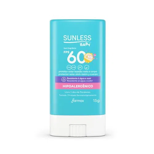 PROTETOR SOLAR SUNLESS BABY EM BASTAO FPS60 15G                                                     