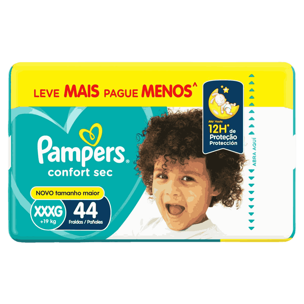 Fralda Descartavel Infantil Pampers Confort Sec XXXG Pacote 44 Unidades Leve Mais Pague Menos        image number null