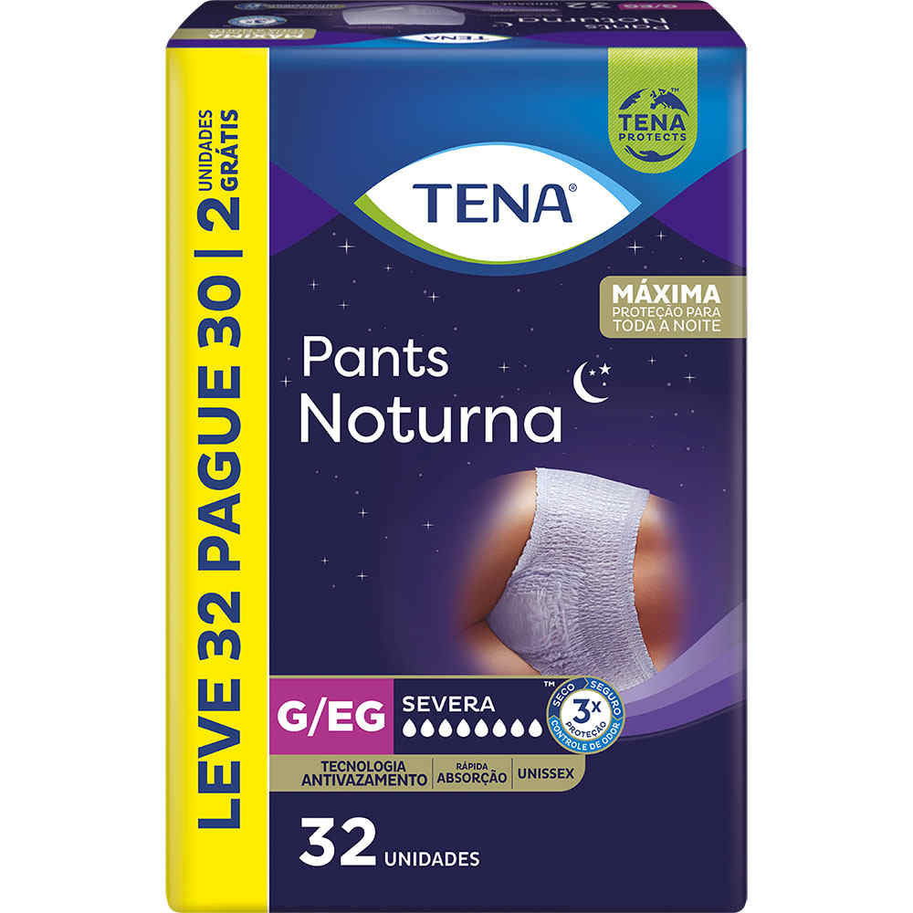 ROUPA INTIMA TENA PANTS NOTURNA GEG LEVE 32 PAGUE 30 UN                                             