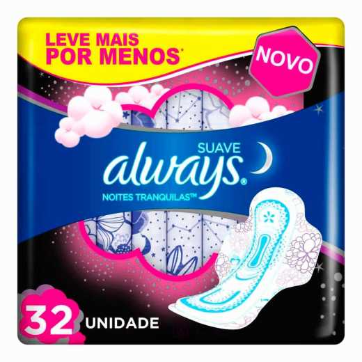 ABSORVENTE ALWAYS MALHA SUAVE NOTURNO COM 32 UNIDADES                                                image number null