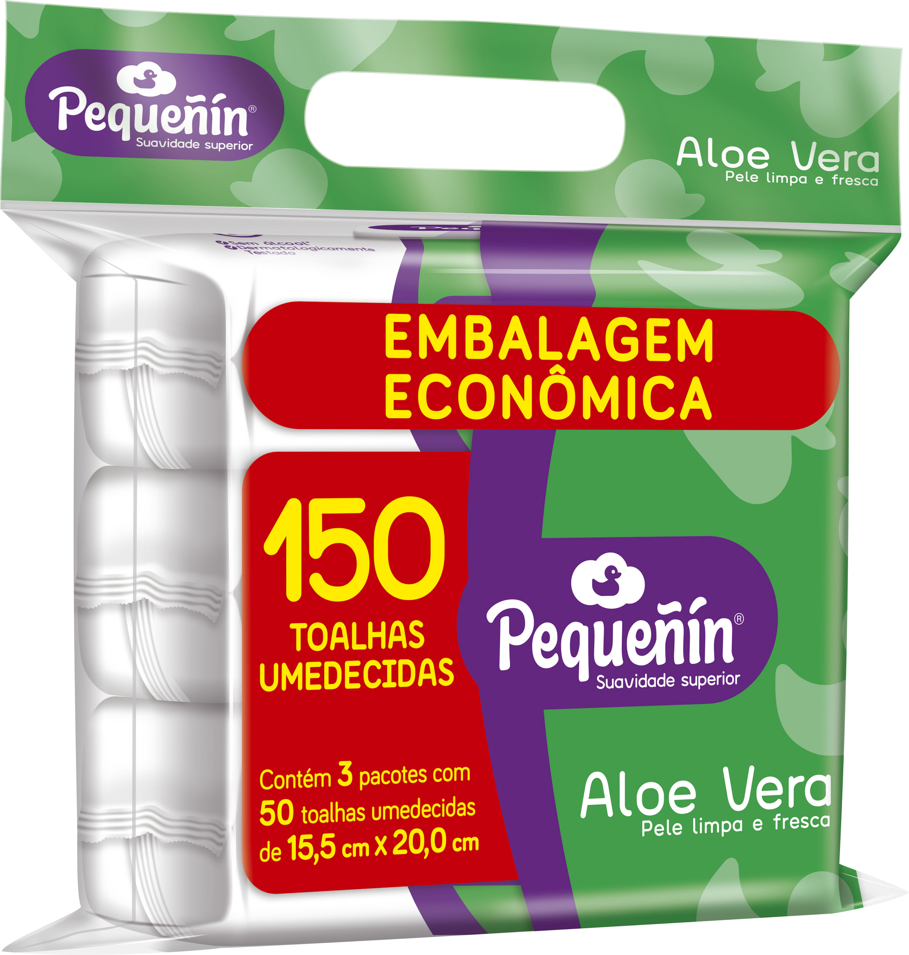 TOALHAS UMEDECIDAS PEQUENIN ALOE VERA C/150UN                                                       