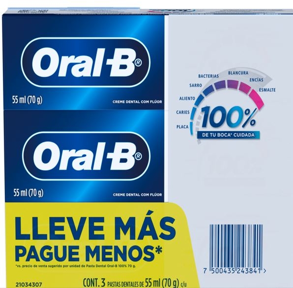 CREME ORAL-B 100% 70G C/3UN LMPM                                                                    